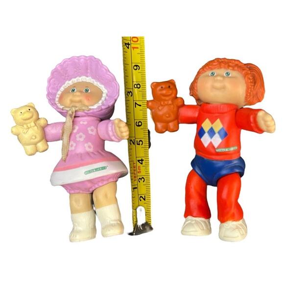 Vtg 80s Cabbage Patch Kids Action Figure Lot of 2 Baby Teddy Bear Preppy Argyle - Picture 3 of 8
